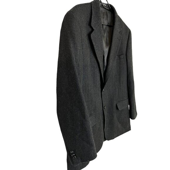 Savile Row Sport Coat Blazer Jacket Size 44 L Gray 100% Wool Tweed Herringbone - Picture 9 of 15